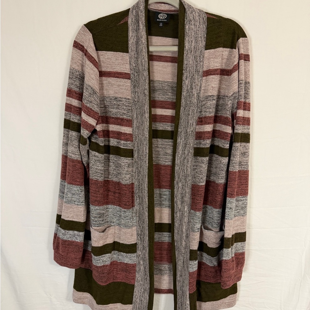Bobeau Multicolor Striped Cardigan